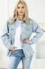 Distressed Button Up Frayed Hem Denim Jacket sold by Charming Charlie