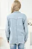 Distressed Button Up Frayed Hem Denim Jacket sold by Charming Charlie