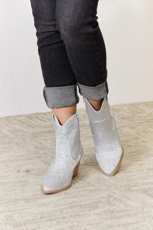 East Lion Corp Rhinestone Ankle Cowboy Boots sold by Charming Charlie