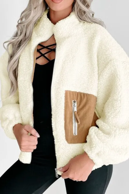 Contrast Zip Up Long Sleeve Jacket sold by Charming Charlie