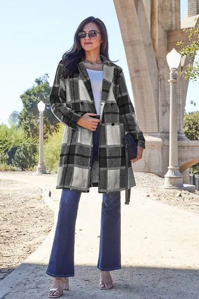 Double Take Full Size Plaid Button Up Lapel Collar Coat sold by Charming Charlie