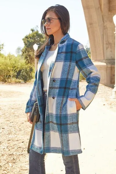 Double Take Full Size Plaid Button Up Lapel Collar Coat sold by Charming Charlie product image thumbnail 5