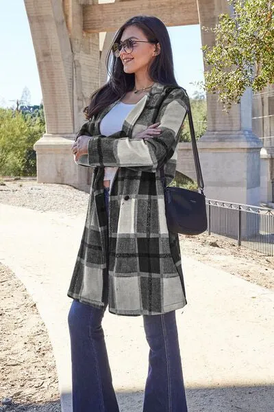 Double Take Full Size Plaid Button Up Lapel Collar Coat sold by Charming Charlie product image thumbnail 3