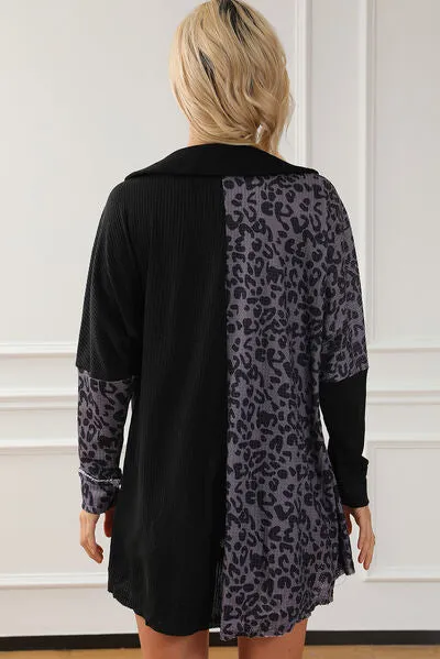Half Button Leopard Collared Neck Blouse sold by Charming Charlie product image thumbnail 2
