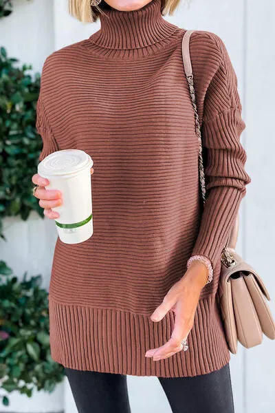 Ribbed Turtleneck Dropped Shoulder Pullover Sweater sold by Charming Charlie product image thumbnail 2