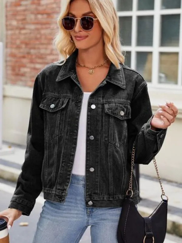Pocketed Collared Neck Denim Jacket sold by Charming Charlie