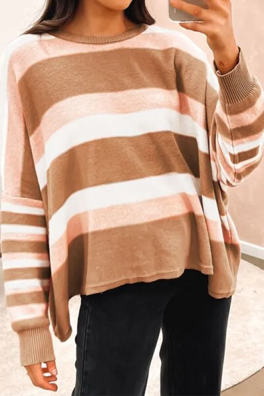 Striped Round Neck Long Sleeve Sweater sold by Charming Charlie