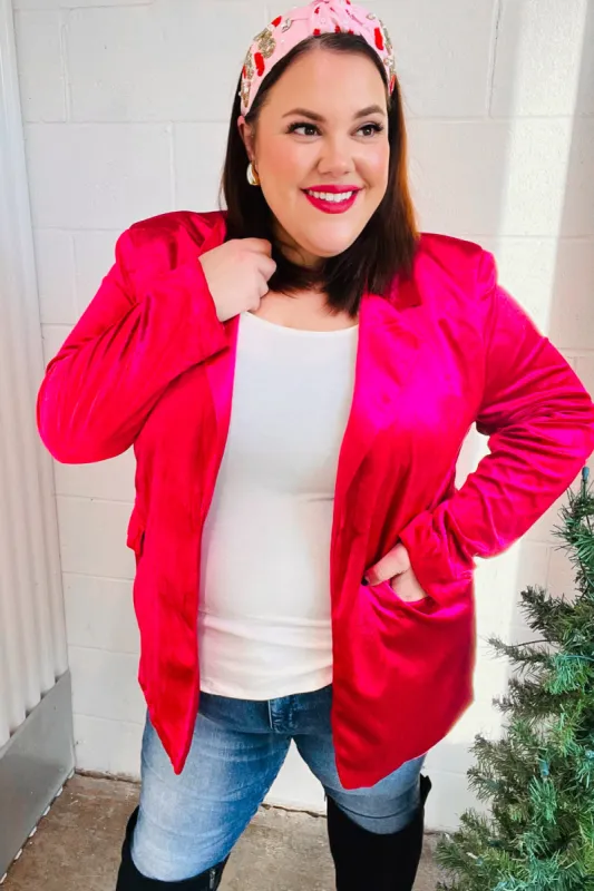 Dazzling Magenta Velvet Lapel Blazer sold by Charming Charlie