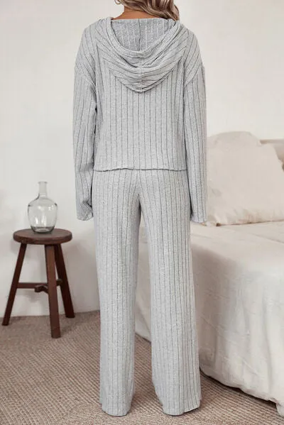 Ribbed Drawstring Hoodie and Pants Lounge Set sold by Charming Charlie product image thumbnail 4