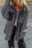 Plaid Snap Down Raw Hem Drawstring Hooded Jacket sold by Charming Charlie