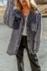 Plaid Snap Down Raw Hem Drawstring Hooded Jacket sold by Charming Charlie