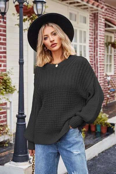 Ribbed Drop Shoulder Lantern Sleeve Sweater sold by Charming Charlie product image thumbnail 5