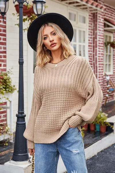 Ribbed Drop Shoulder Lantern Sleeve Sweater sold by Charming Charlie product image thumbnail 2