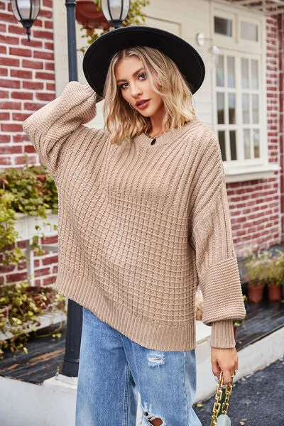 Ribbed Drop Shoulder Lantern Sleeve Sweater sold by Charming Charlie product image thumbnail 3