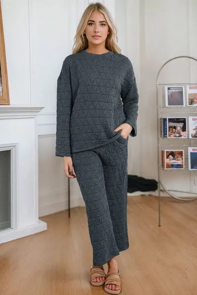 Round Neck Top and Pocketed Pants Lounge Set sold by Charming Charlie product image thumbnail 2