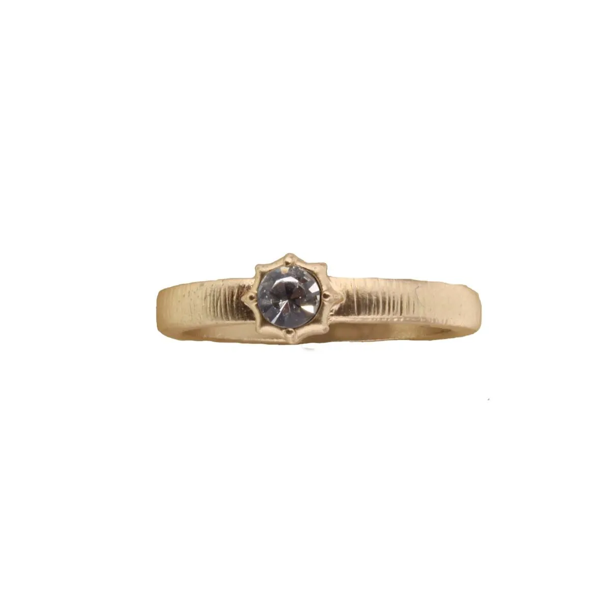 Gold Band with Clear Circular Crystal and Raised Edges Ring sold by Charming Charlie