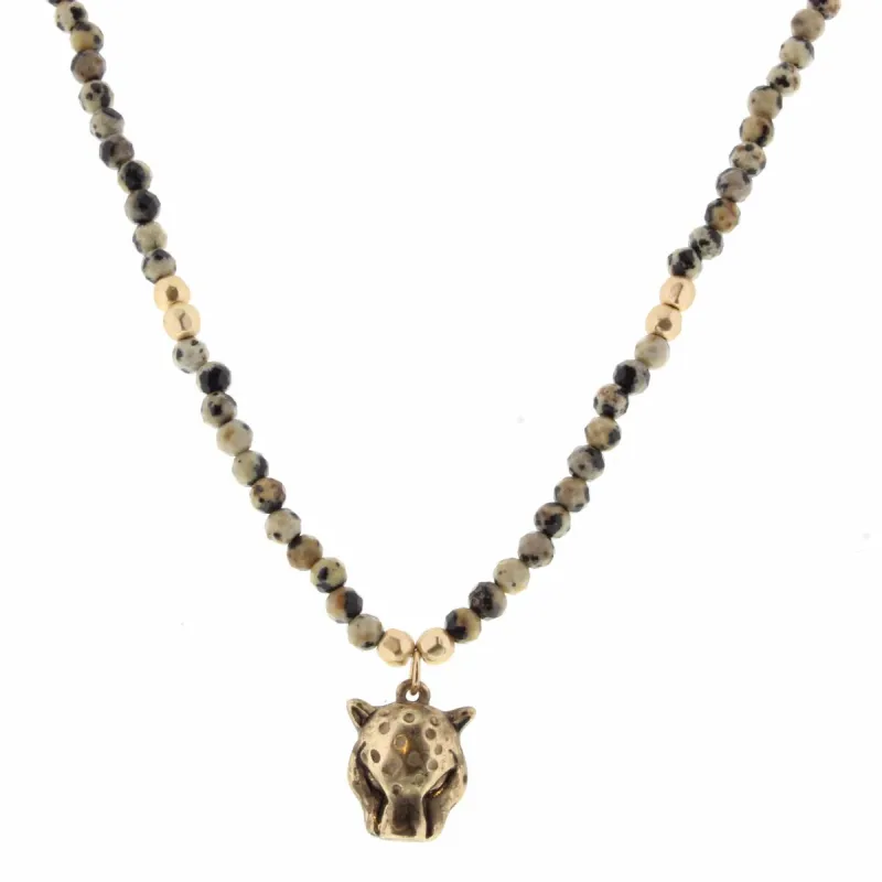 16" Dalmation Body with Jaguar Charm Necklace, 3" Ext. sold by Charming Charlie