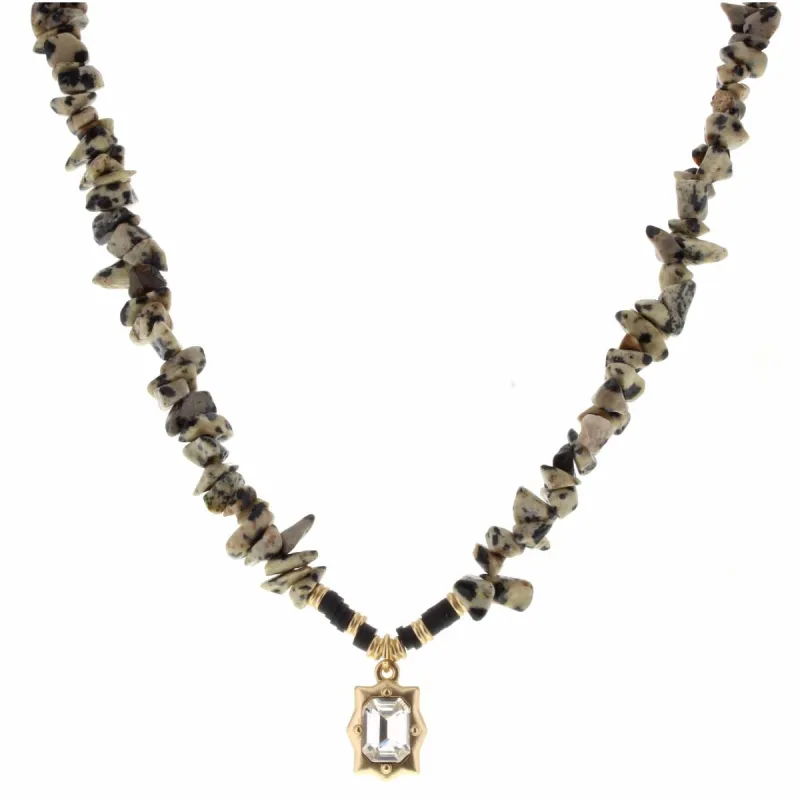 16" Natural Dalmation Body, Clear Crystal Rectangle Charm Necklace, 3" Ext. sold by Charming Charlie