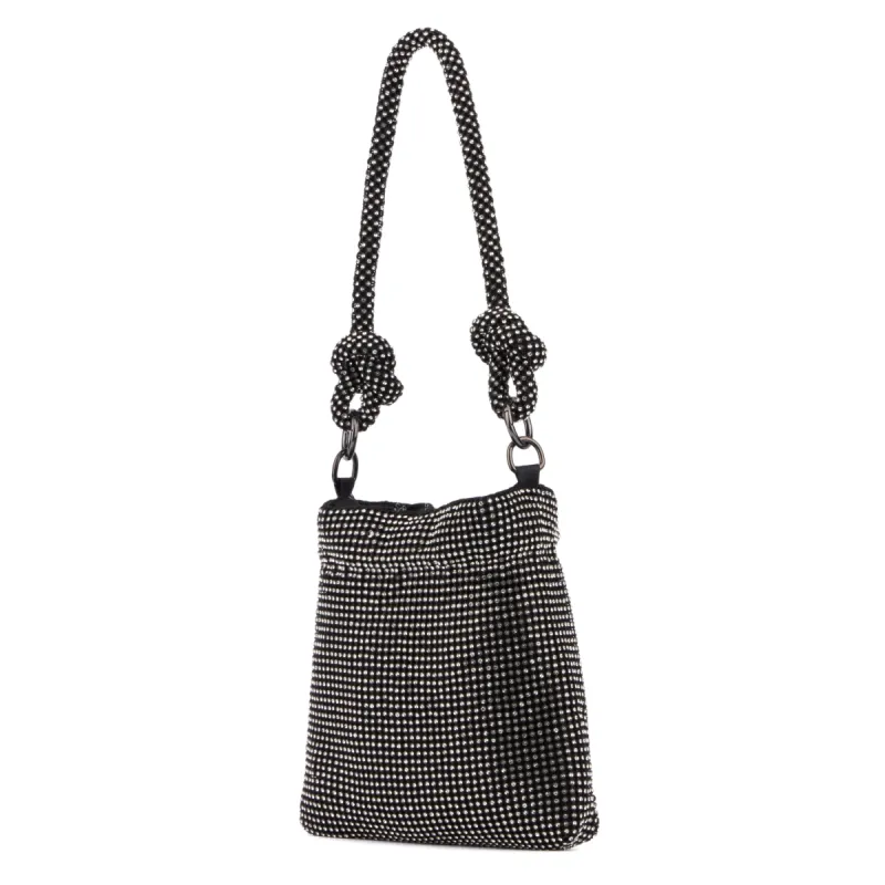 Women's Miley Rhinestone Bucket Bag With Knot Handles sold by Charming Charlie