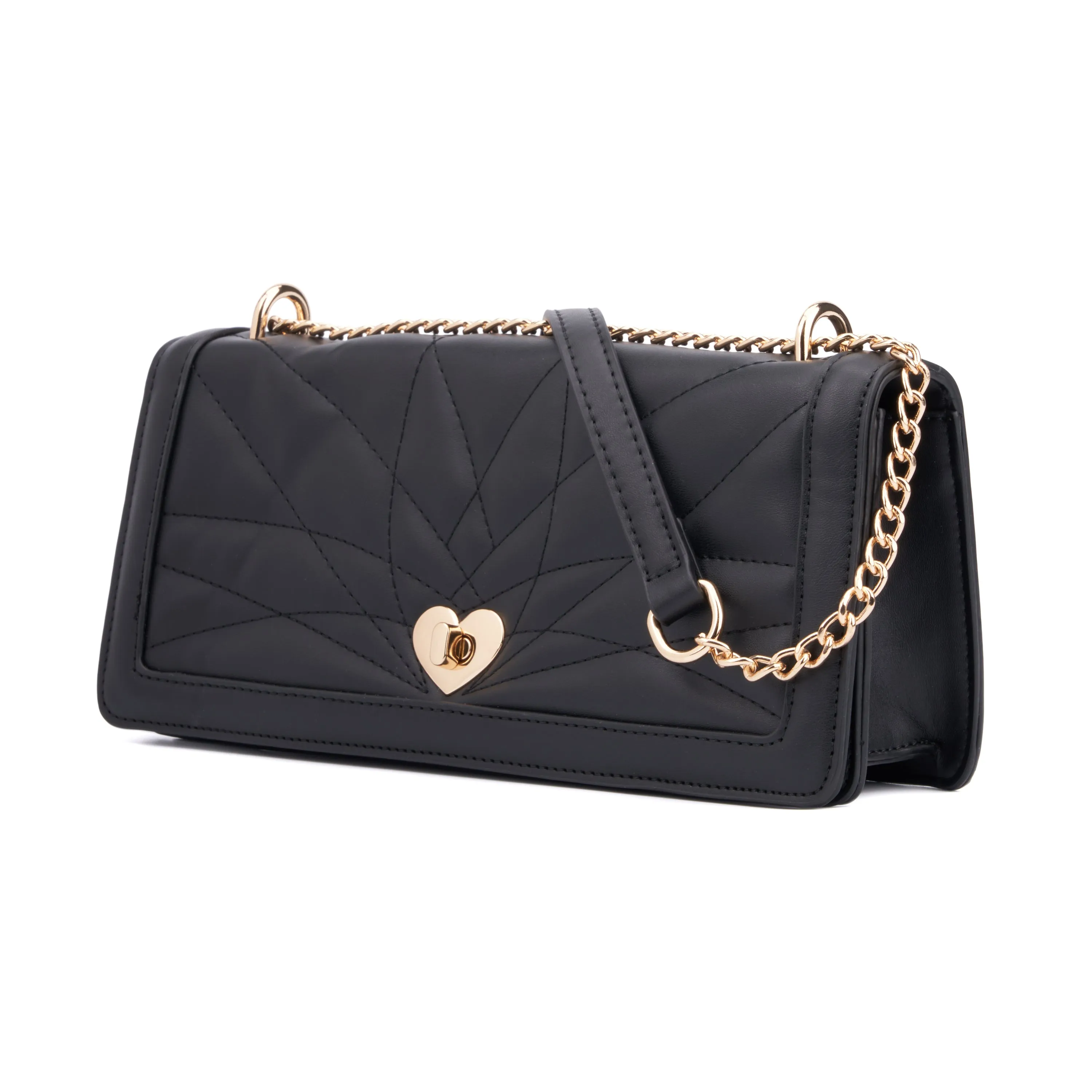 Women's Alanis Quilted Heart Twist Lock Baguette Bag sold by Charming Charlie