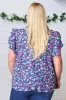 Navy Floral Mock Neck Flutter Sleeve Top sold by Charming Charlie