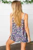 Navy Floral Ruffle Hem Sleeveless Top sold by Charming Charlie
