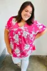 Fuchsia Floral V Neck Dolman Top sold by Charming Charlie