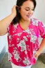 Fuchsia Floral V Neck Dolman Top sold by Charming Charlie