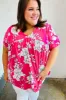 Fuchsia Floral V Neck Dolman Top sold by Charming Charlie