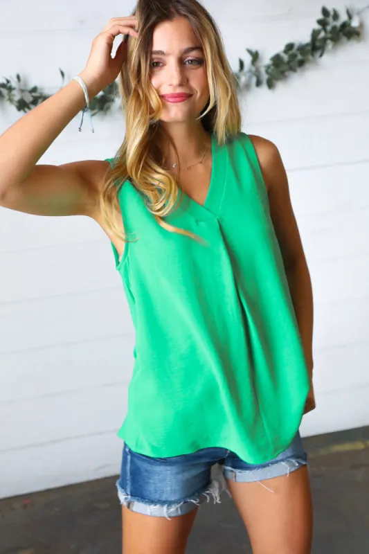 Green Banded V Neck Sleeveless Top sold by Charming Charlie