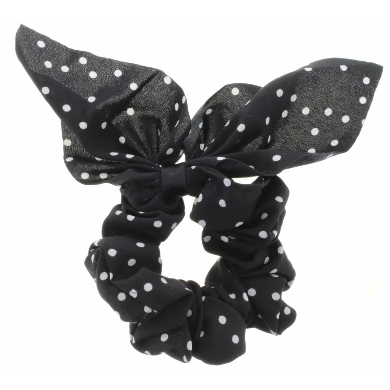 Black with White Dots with Ties Scrunchie sold by Charming Charlie