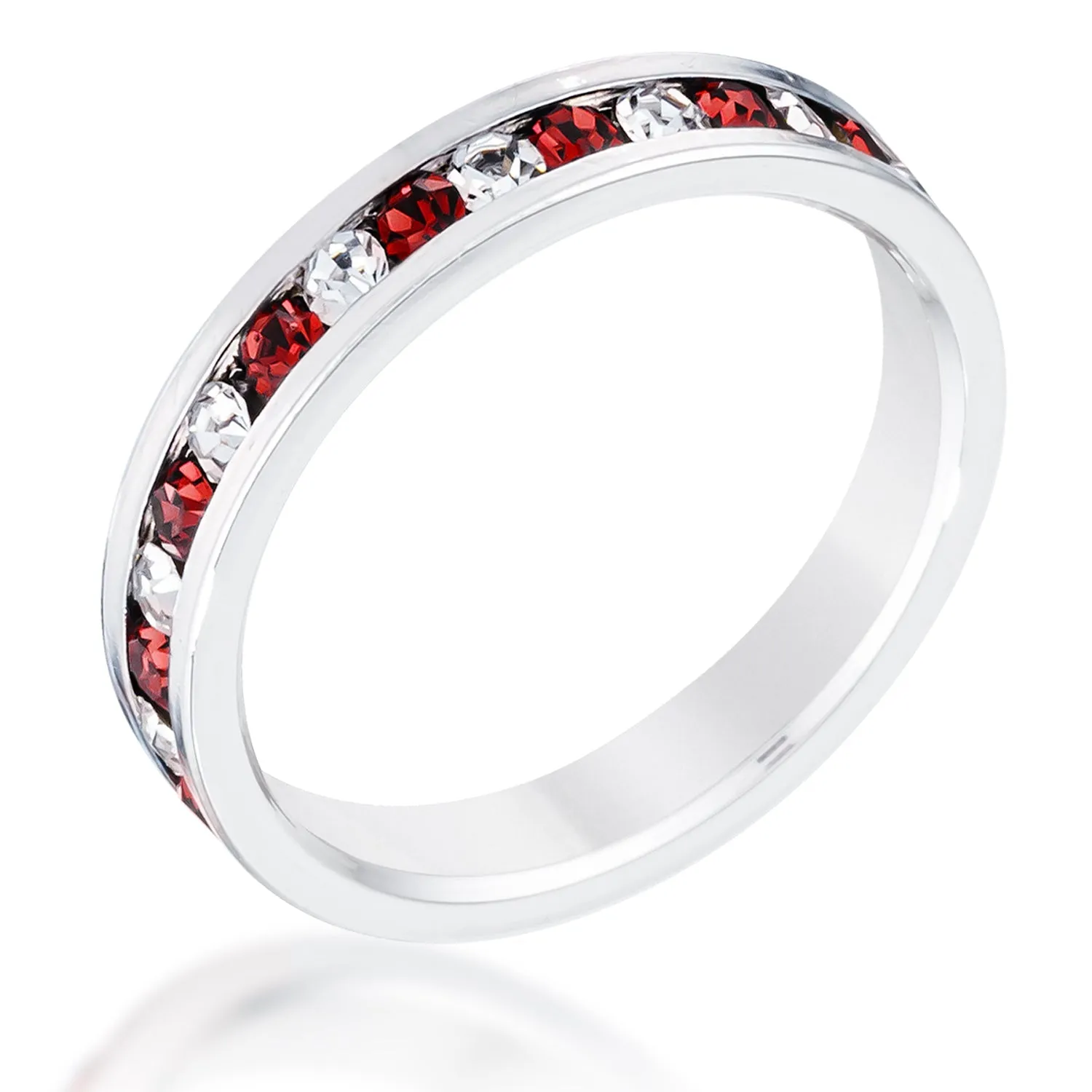 Clear and Red Alternating Crystal Eternity Ring sold by Charming Charlie
