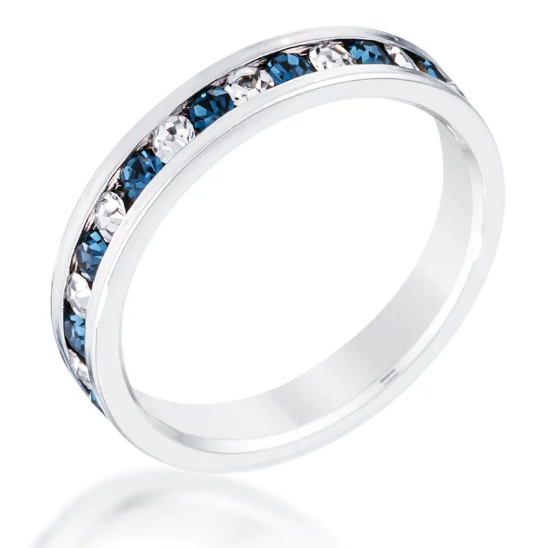 Clear and Blue Alternating Crystal Eternity Ring sold by Charming Charlie