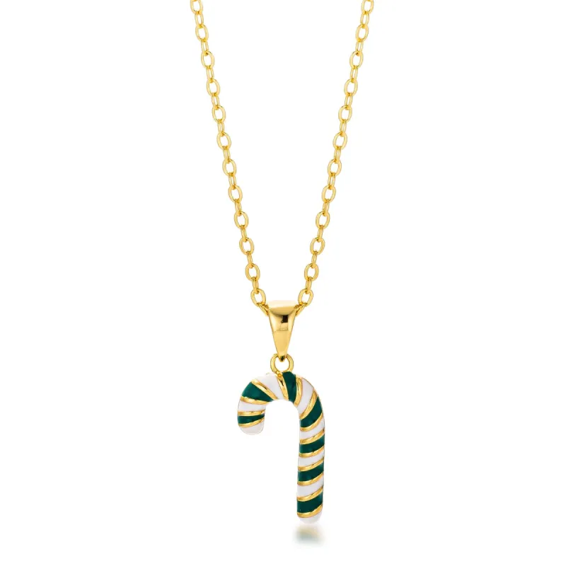 Gold Plated Enamel Candy Cane Necklace sold by Charming Charlie