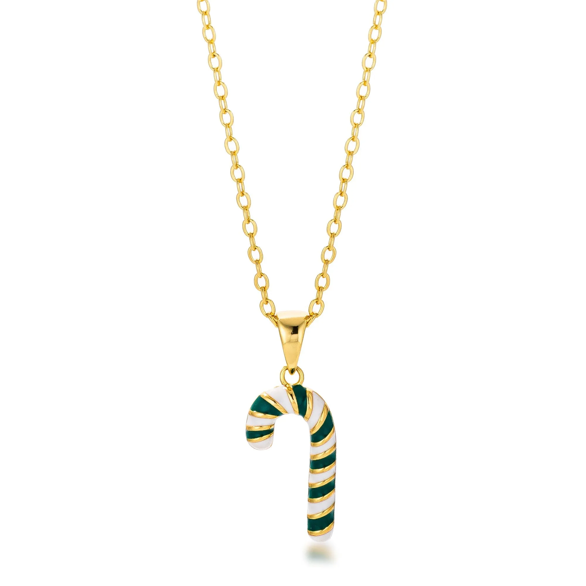 Gold Plated Enamel Candy Cane Necklace sold by Charming Charlie