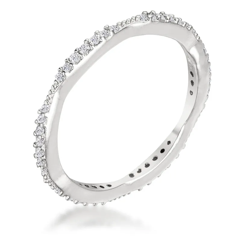 .42Ct Dainty Rhodium Plated Micro Pave CZ Stackable Eternity Ring sold by Charming Charlie