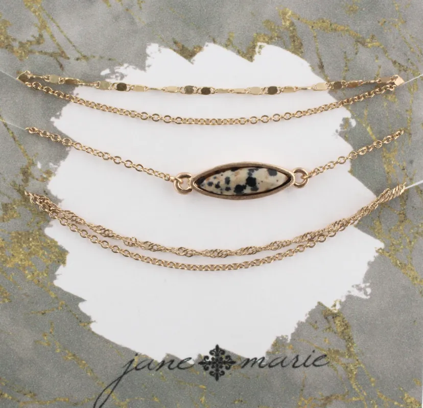 Gold Multi Strand Adjustable Bracelet with Dalmation Pointed Teardrop sold by Charming Charlie