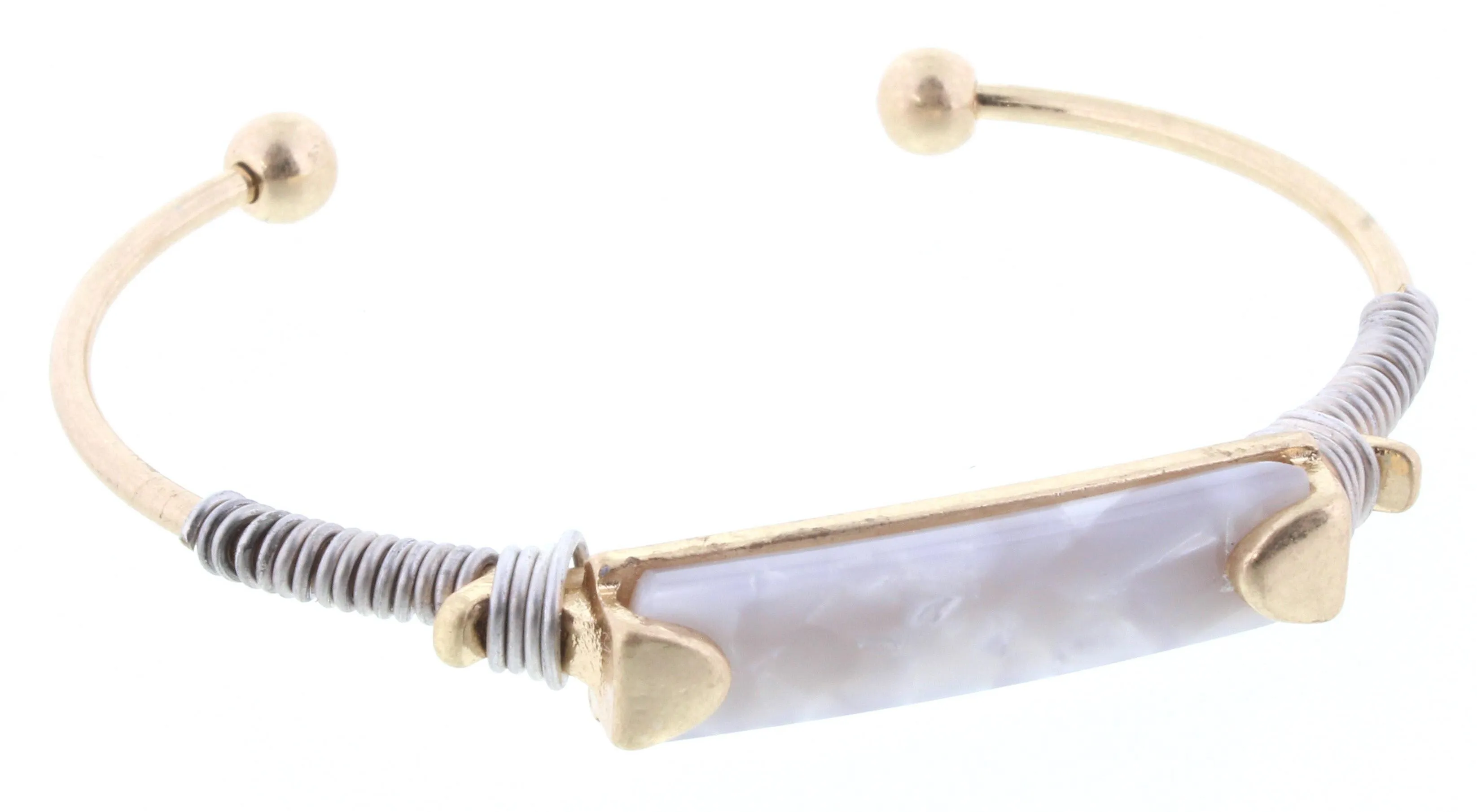 White Resin Wire Wrapped Rectangle Cuff Bracelet sold by Charming Charlie