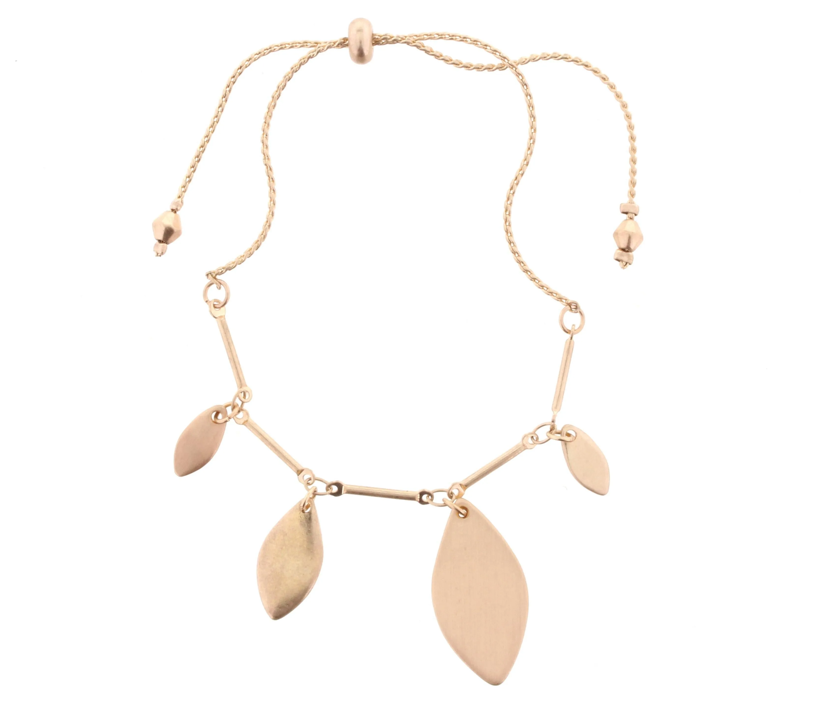 Gold Adjustable Pull Cord Bracelet with Gold Ellipse Dangles sold by Charming Charlie