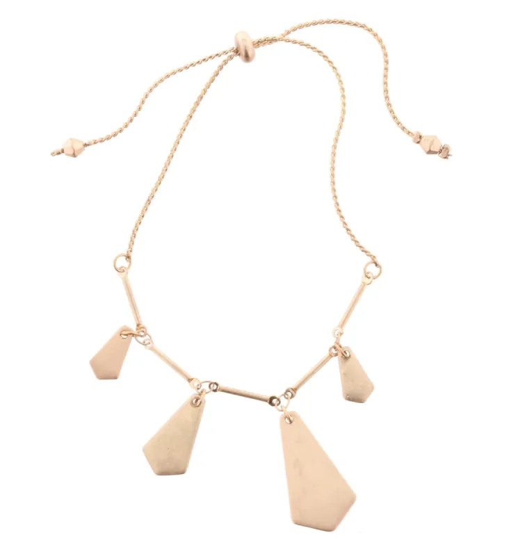 Gold Adjustable Pull Cord Bracelet with Gold Rhombus sold by Charming Charlie