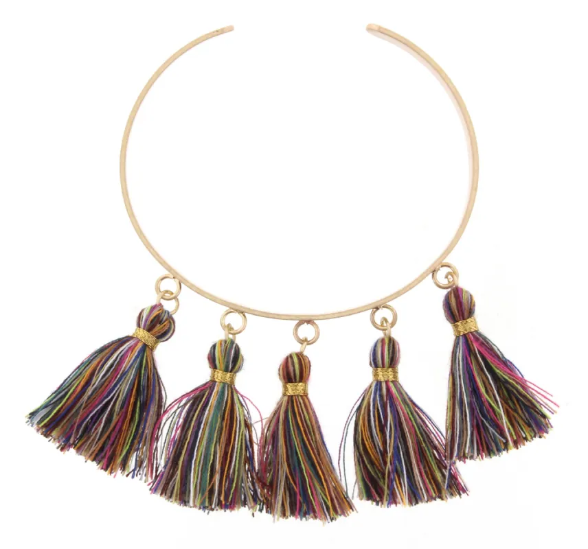Gold Metal Cuff Bracelet with Multi Tassels sold by Charming Charlie