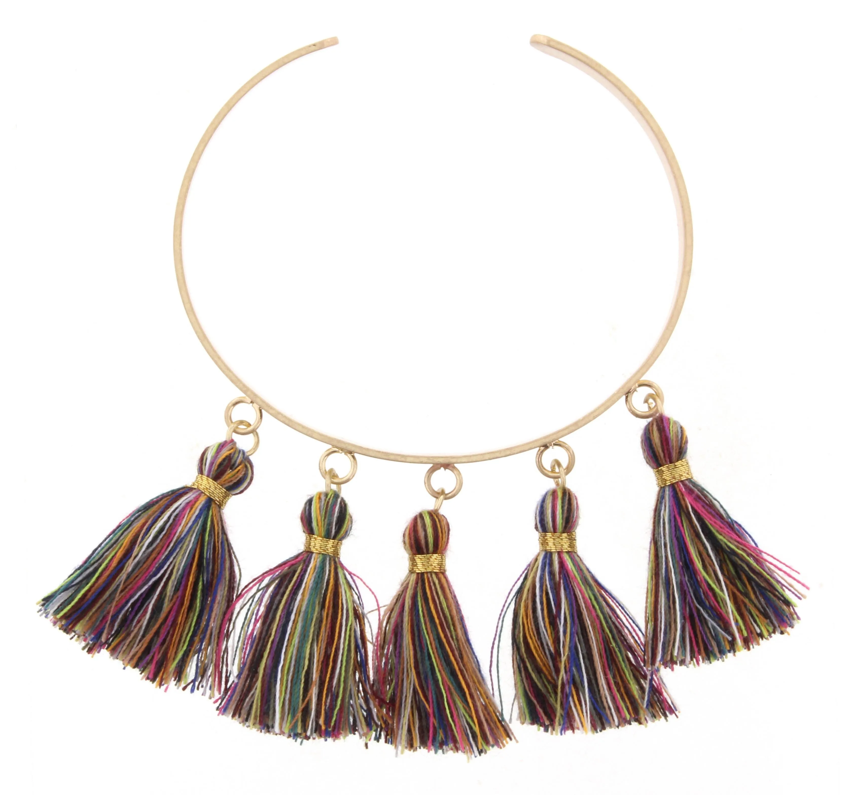 Gold Metal Cuff Bracelet with Multi Tassels sold by Charming Charlie