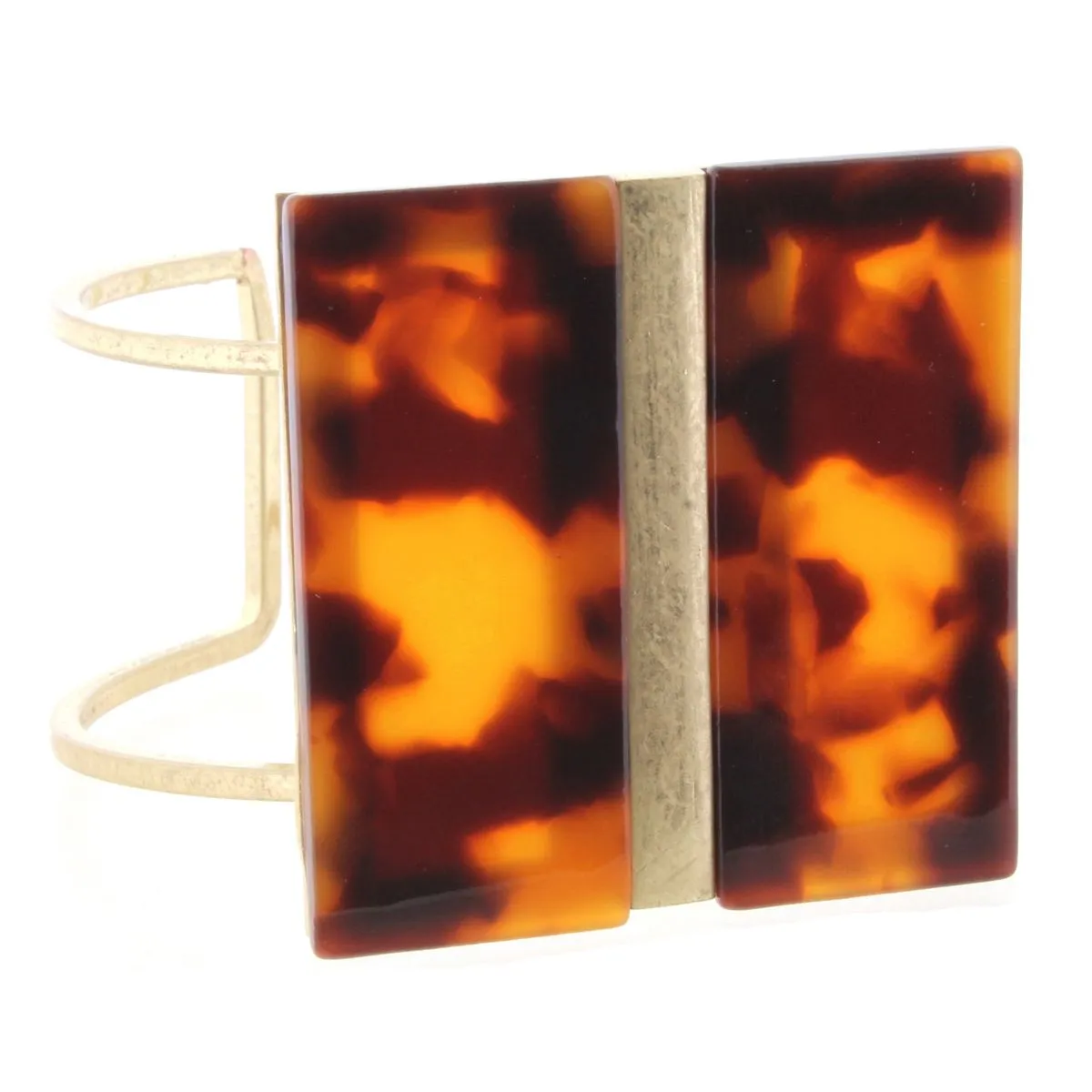 Brown Leopard Resin Square Resin Cuff Bracelet sold by Charming Charlie