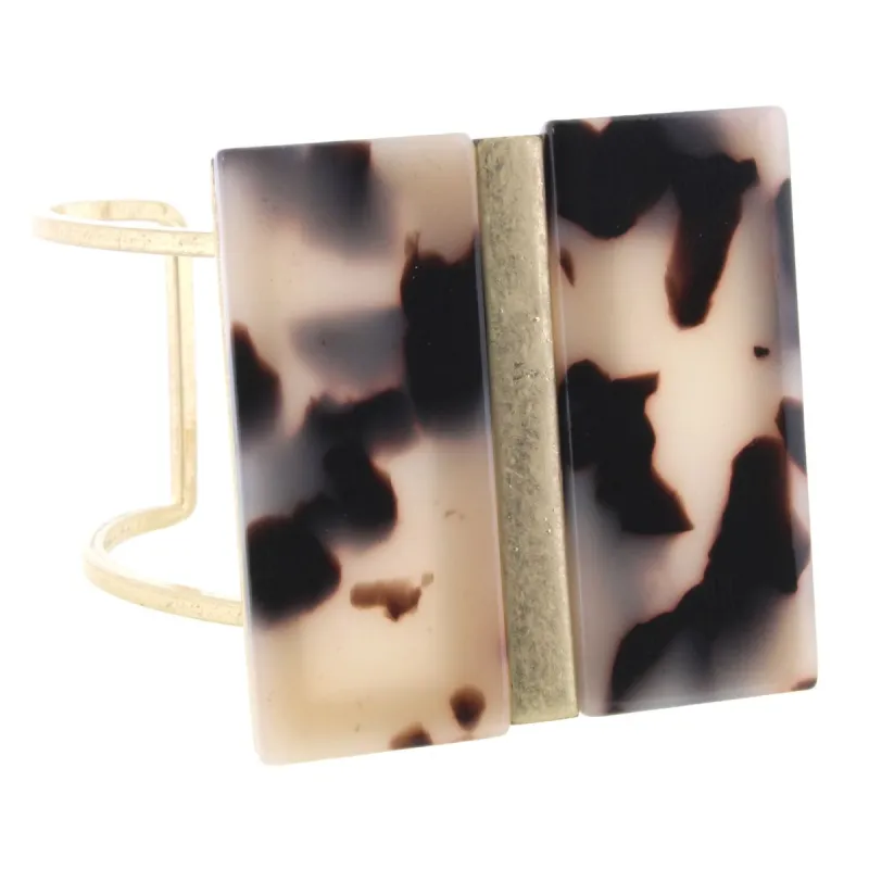 Light Brown Leopard Resin Square Cuff Bracelet sold by Charming Charlie