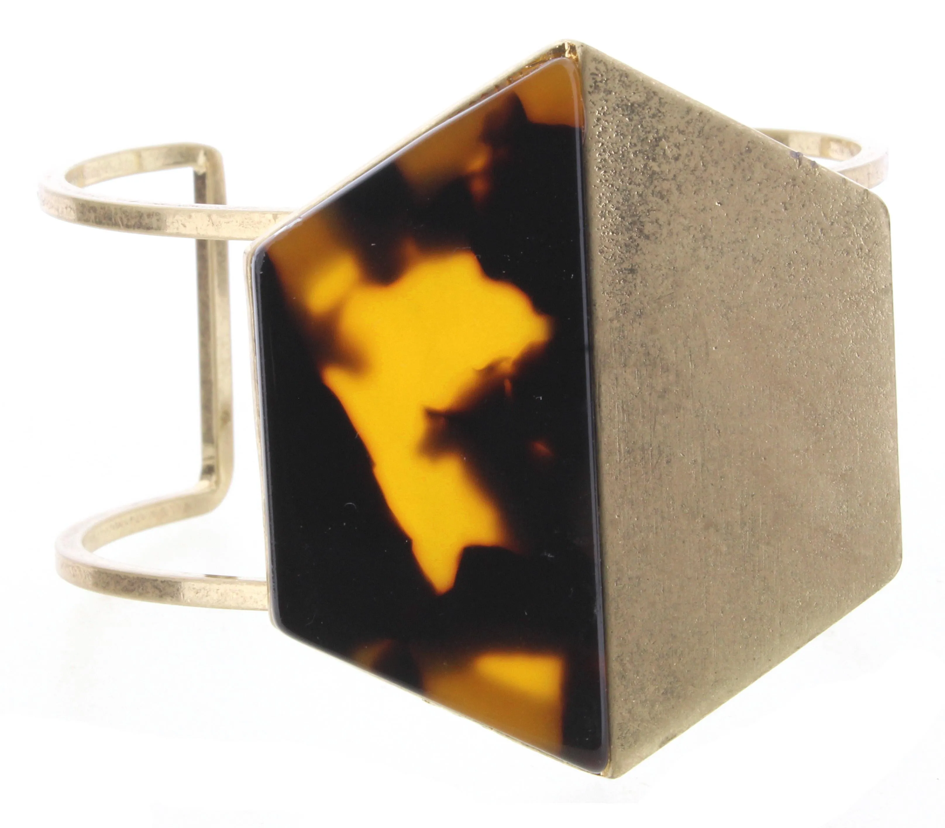 Tortoise Resin Hexagon Cuff Bracelet sold by Charming Charlie