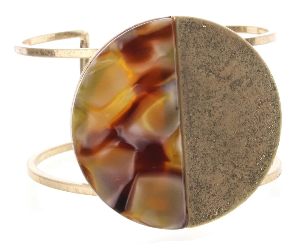 Multi Brown Resin Circle Cuff Bracelet sold by Charming Charlie