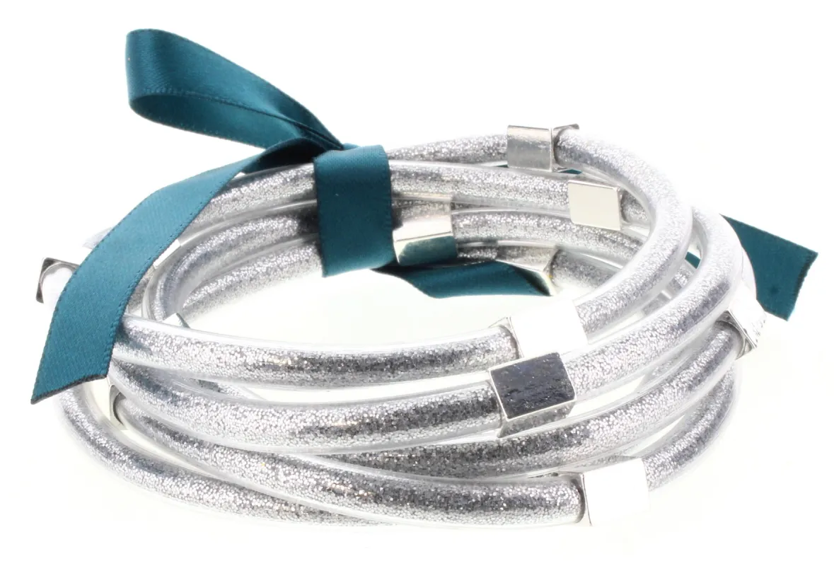 Silver Glitter Filled Bangles Bracelet Set sold by Charming Charlie