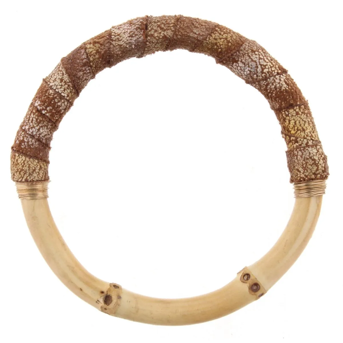 Bamboo Bangle Bracelet with Brown Metallic Snakeskin Leather Wrap sold by Charming Charlie