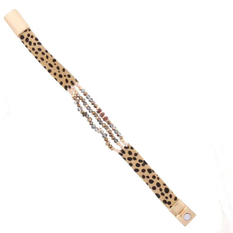 Cheetah Multi Strand Bronze/Bd Magnetic Bracelet sold by Charming Charlie