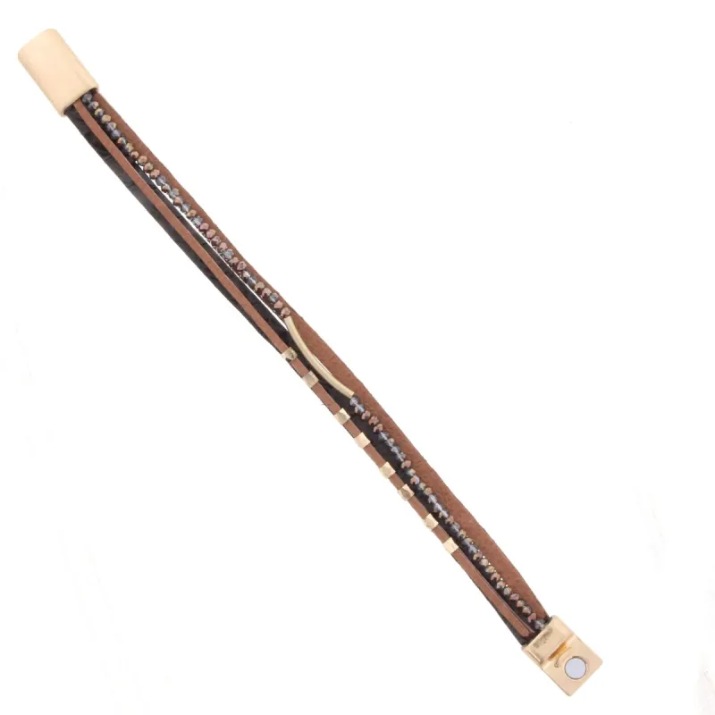 Multi Strand Brown & Dark Brown Reptile Magnetic Bracelet sold by Charming Charlie